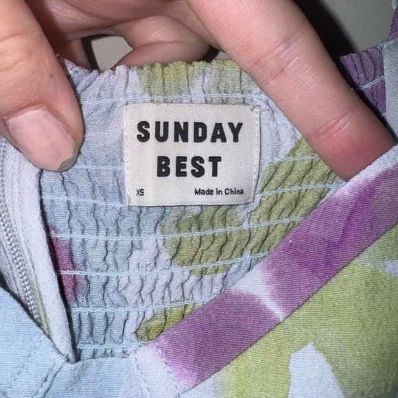 Aritzia Sunday Best Viola Midi Dress in Grey Sky/Pear Green. - Picture 7 of 7